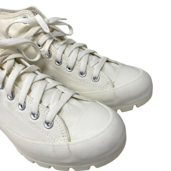 Converse Ctas Lugged Canvas Shoes High Women Size White Red Custom 572582C-WWRD - Picture 6 of 11